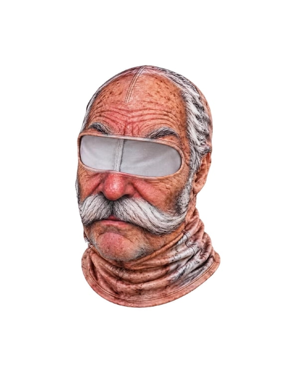 3D Realistic Funny Toothless Old Man Face Balaclava, Full Print Winter Windproof Ski Mask, Full Face Neck Cover for Halloween Cosplay Cycling Snowboarding