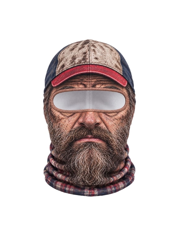 3D Realistic Old Man Beard Printed Ski Balaclava, Funny Full Face Winter Windproof Neck Gaiter Hat for Halloween Cosplay Skiing Cycling