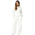 thumbnail image 1 of Szluipve Women Cropped Zip‑Up Hoodie 2 Piece Outfits Drawstring Long Sleeve Full Zip Short Hooded Jacket and Elastic Waist Wide Leg Pants Casual Tracksuit Loungewear Set White 3XL, 1 of 7