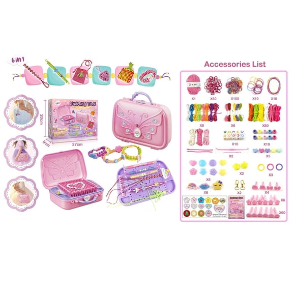 Szubyfq 6-in-1 Friendship Bracelet Making Kit,Weaving Loom Kit Toys, DIY Craft Kits For Kids,Multi-functional Weaving loom that can be used to make Bracelet, potholder, pendants, bags and scarves