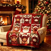 Szubyfq Christmas Cute Cow Print Throw Blanket 59 x 79 Inch, Xmas Blanket Gift for Women and Men, Soft Warm Farmhouse Christmas Cow Blanket For Sofa Couch Bed Home Xmas Celebration