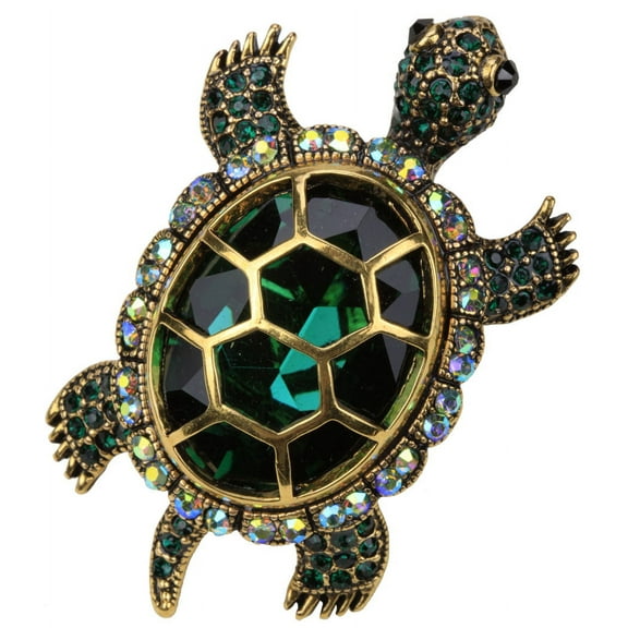 Szxc Green Big Turtle Pin Brooch Pendant 2-in-1 for Women Blouse Jacket Coat Scarf Shawl Hat Bag