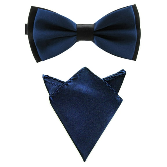 Szzoqdz Men Satin Solid Bowtie Handkerchief Pocket Square Set