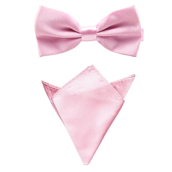 Szzoqdz Men Satin Solid Bowtie Handkerchief Pocket Square Set