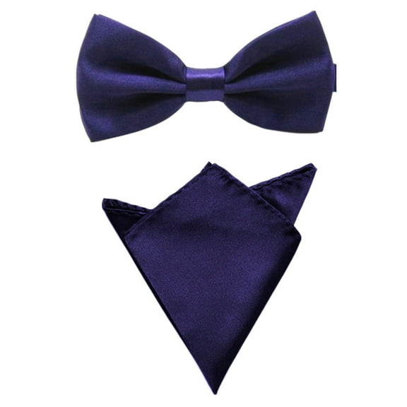 Szzoqdz Men Satin Solid Bowtie Handkerchief Pocket Square Set