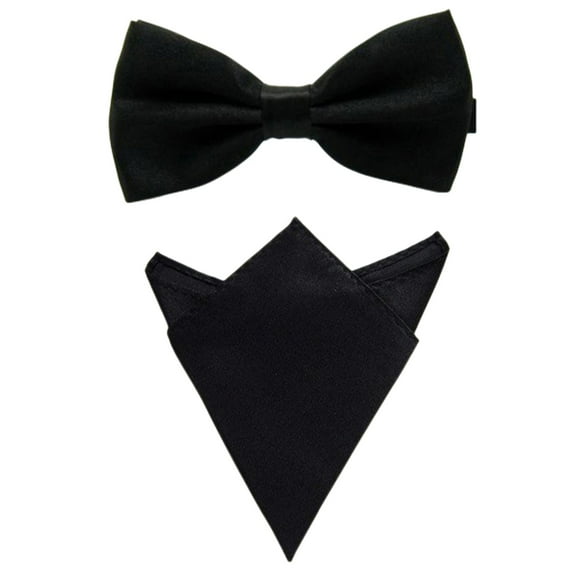 Szzoqdz Men Satin Solid Bowtie Handkerchief Pocket Square Set