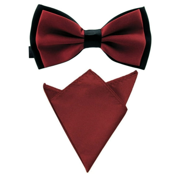 Szzoqdz Men Satin Solid Bowtie Handkerchief Pocket Square Set