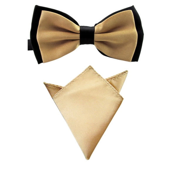 Szzoqdz Men Satin Solid Bowtie Handkerchief Pocket Square Set