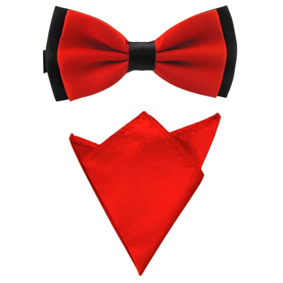 Szzoqdz Men Satin Solid Bowtie Handkerchief Pocket Square Set