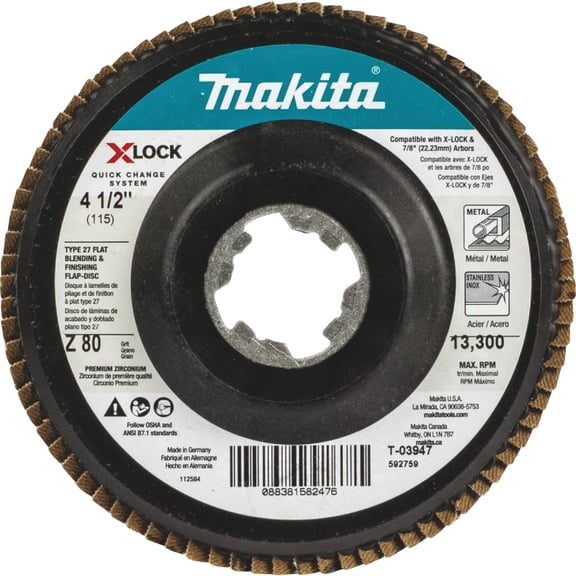 P.T.S. X-Lock Flap Disc T-03947 Type 27 Flat Blending and Finishing - 80G - 4-1/2 In