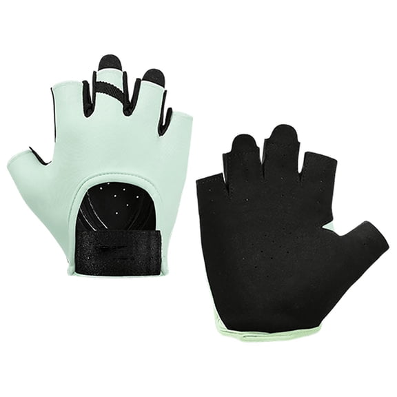 T-054 Green M Non Slip Half Finger Gloves Size M Cotton Material For Sports Yoga Breathable Comfort Performance Gear