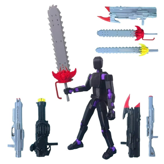 T-13 3D Printed Multi-Jointed Warrior Doll (5.51in), Various Colors & Weapon Accessories for Desktop Decor, Collection, and Easter Gift