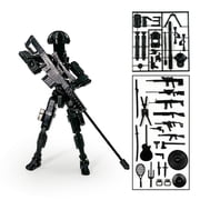 T 13 Action Figure Set | Pre-Assembled 3D Printed Titan13 and Robo Figures, Highly Articulated Robot Toys with Interchangeable Accessories, Perfect for Collectors and Hobbyists Black