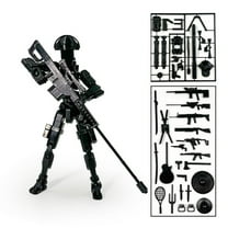 T 13 Action Figure Set | Pre-Assembled 3D Printed Titan13 and Robo Figures, Highly Articulated Robot Toys with Interchangeable Accessories, Perfect for Collectors and Hobbyists Black