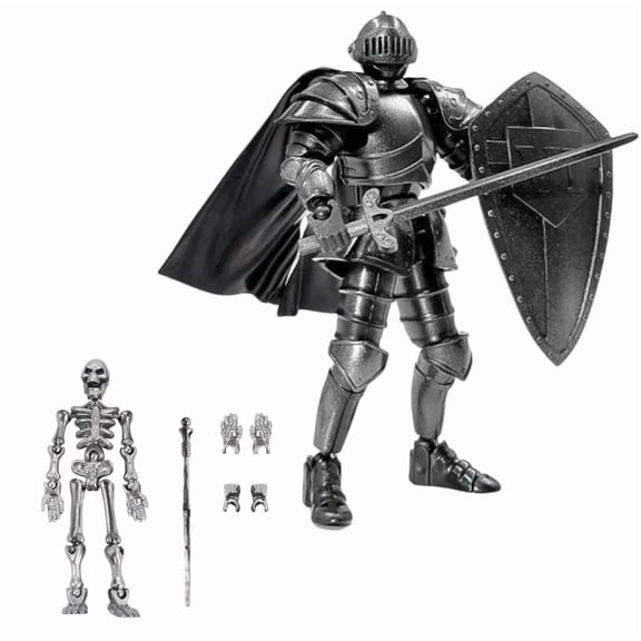 T 13 Action Figure Set,Skeleton Knight Action Figures,Medieval Action Figures Poseable Desk Display Collectibles Gift
