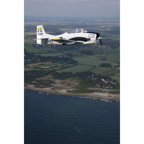 T-28 Trojan trainer warbird in US Navy colors Canvas Art - Daniel KarlssonStocktrek Images (24 x 35)