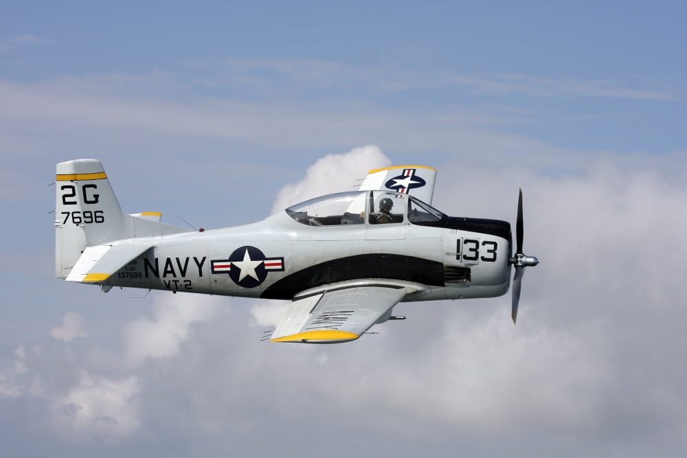 T-28 Trojan trainer warbird in US Navy colors Canvas Art - Daniel KarlssonStocktrek Images (35 x 24)