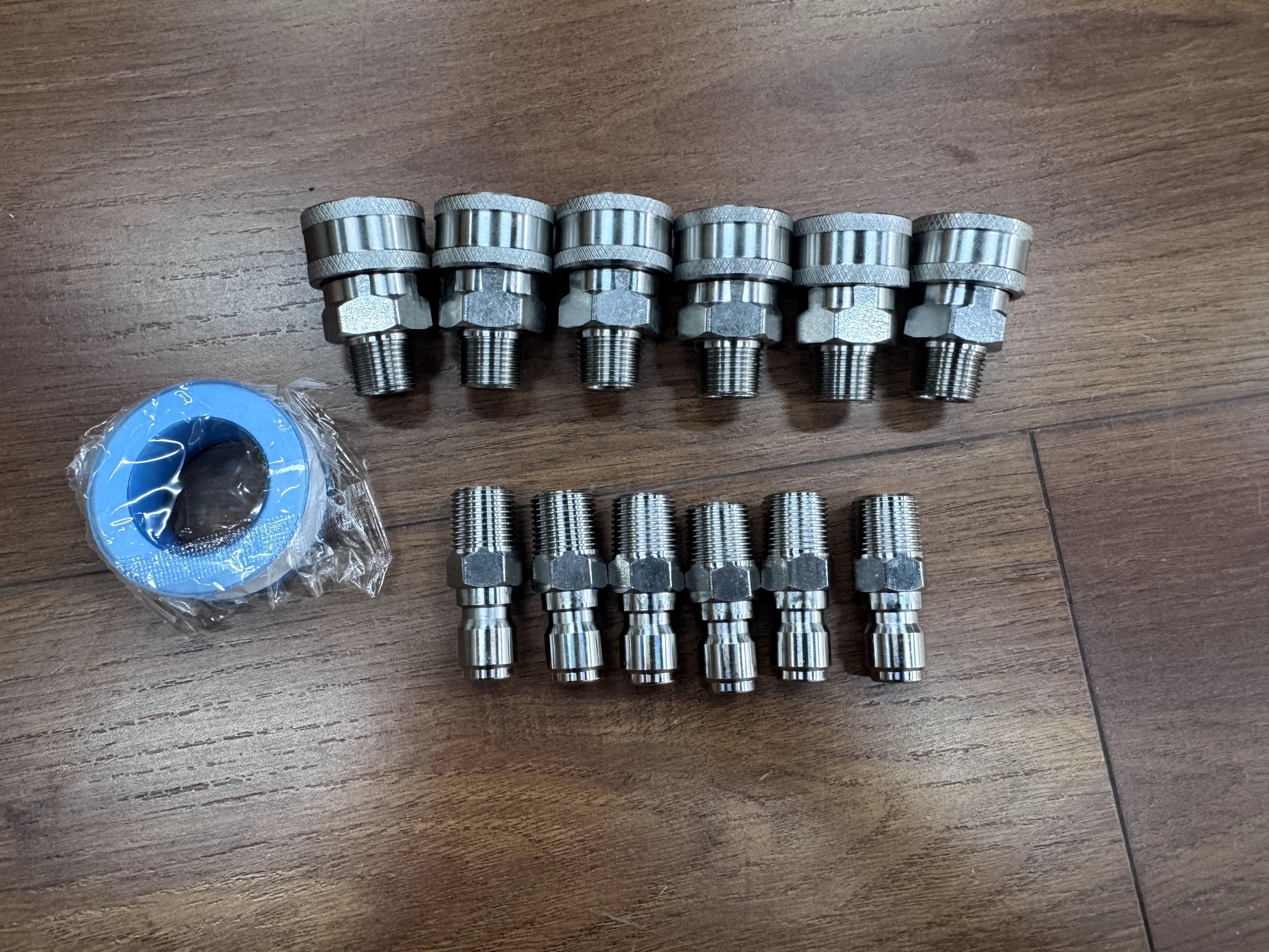 3/8 Inch NPT Pressure Washer Couplers, 12-Piece Stainless Steel External Thread Quick Connector Kit - 3/8" NPT Male Thread Quick Connect Hose Fittings, 5000 PSI