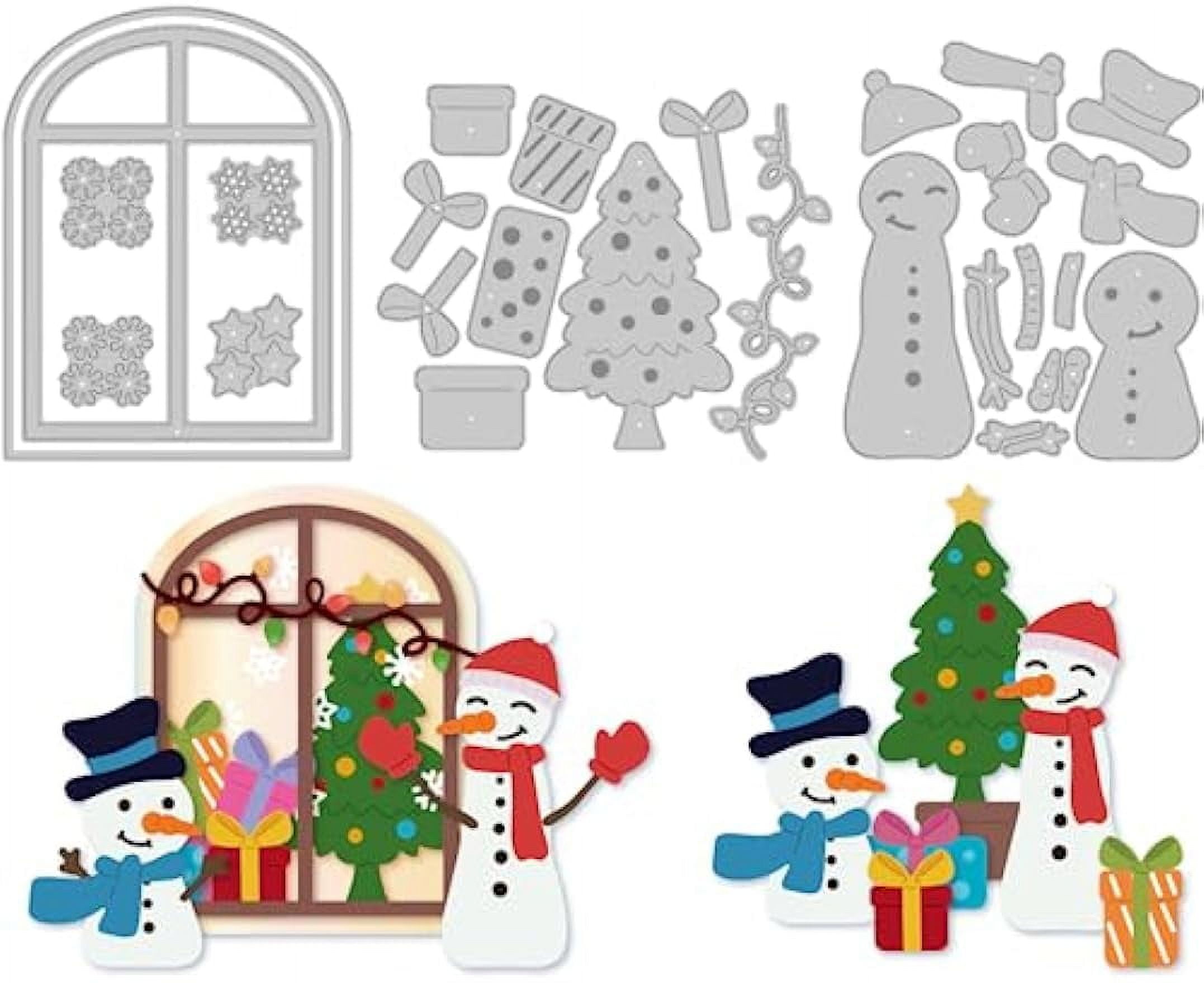 T 3pcs Window Dies Cuts Christmas Tree Metal Cutting Dies Snowman ...