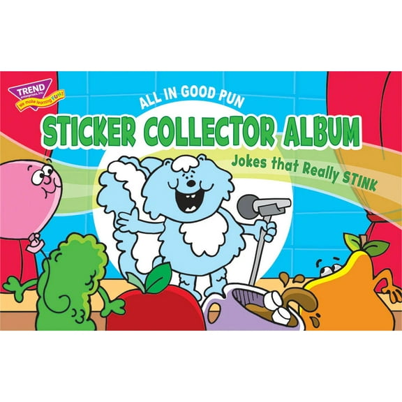 T-49201 - All in Good Pun Sticker Collector Album, 16 Pages, 8.5" x 5.5" by Trend Enterprises Inc.