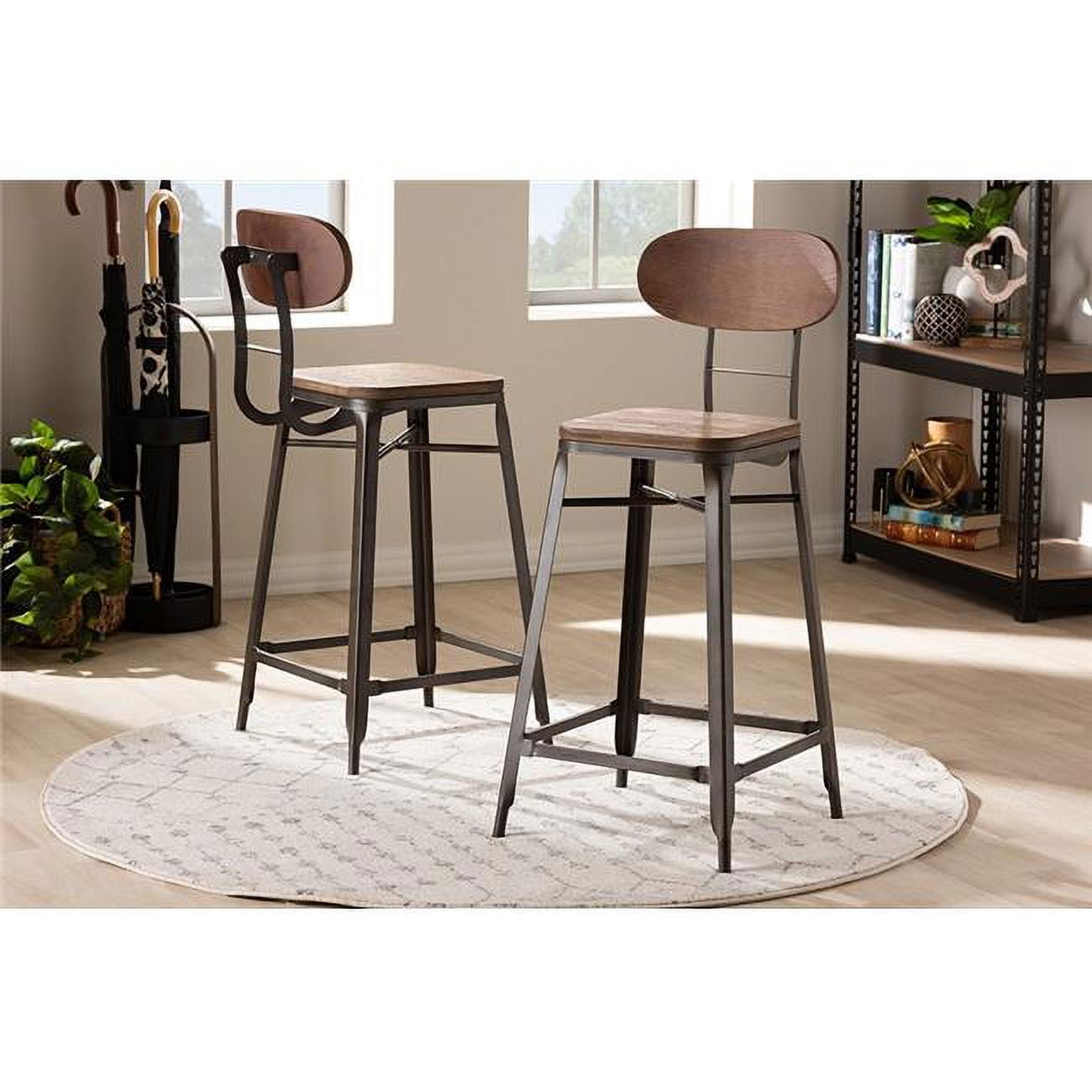 T5846RustBS Varek Vintage Rustic Industrial Style Bamboo & Rust