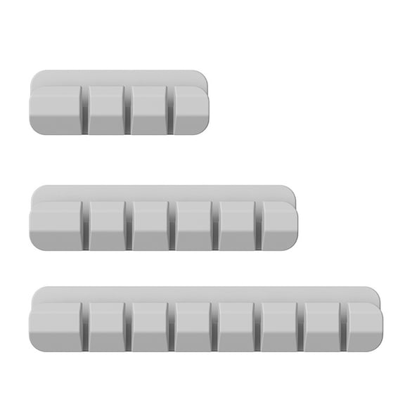 WLOELOEW T-71 Grey Silicone Desktop Cable Organizer Three Piece Set Data Cable Storage Multi Hole Hub Punch Free Cable Winders