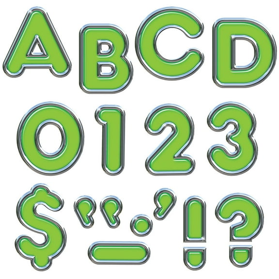 T-79053 - Green 4-Inch Colorful Chrome Uppercase Ready Letters by Trend Enterprises Inc.