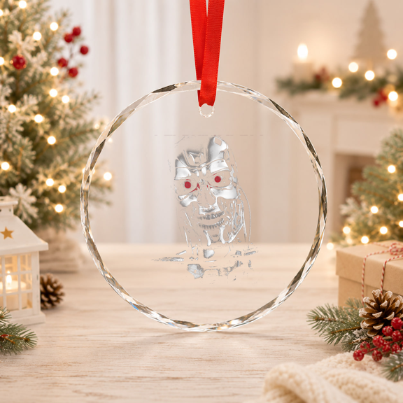 T-800 Head Red-Eyed Machine Sci-Fi Gamer Glass Ornament