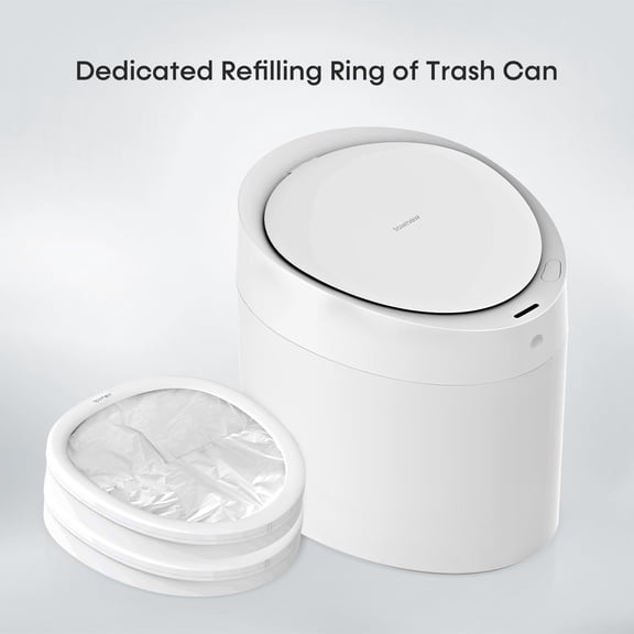 T Air One Official Refill Rings for Smart Bathroom Trash Can, Sturdy Trash Bags for Electric Automatic Trash Can, 2.6 Gallon, 8 pk White Refill Rings - Up to 96 Trash Bags