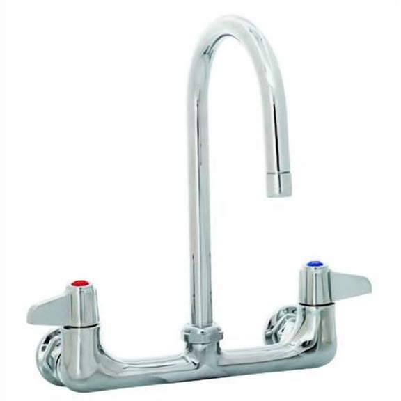 T&S Brass - Faucet, Wall Mount, 8'' Centers, 5-1/2'' Swivel Gooseneck
