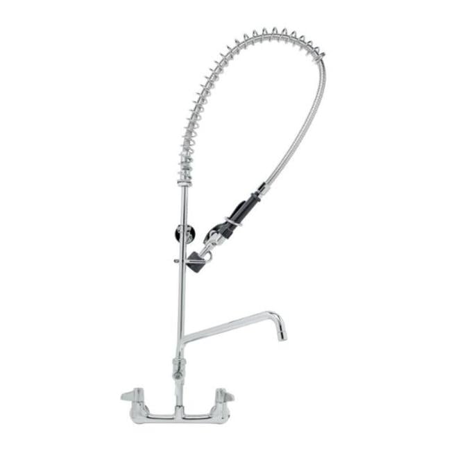 Chrome Wall Mount Commercial Pre-Rinse Faucet with Pull-out Spray