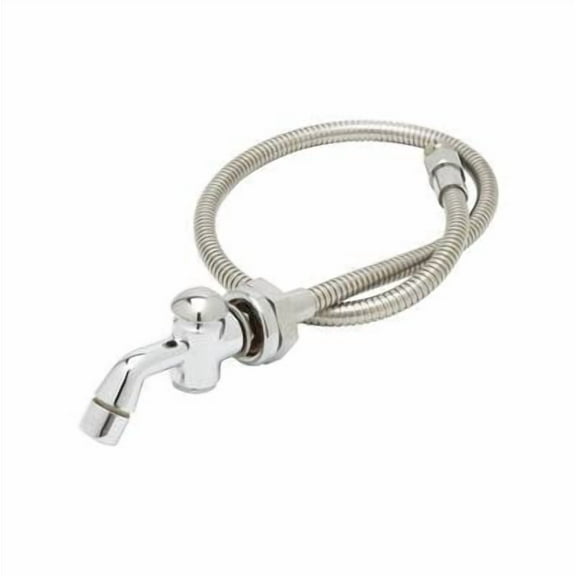T&S Brass - Push Button Spray Valve, 36'' Stainless Flex Hose, Deck Flange
