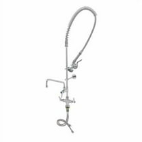 T&S Brass - EasyInstall Pre-Rinse, Single Hole Base, 12'' Add-On Faucet, 18'' Flex Lines, Wall Bracket
