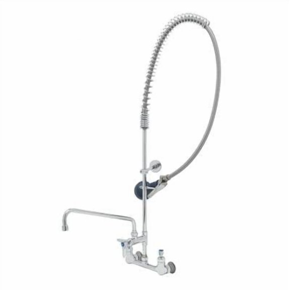 T&S Brass - EasyInstall Pre-Rinse: Spring Action, 8'' Wall Mount, ADF w/ 14'' Nozzle, Ceramas, B-0108-C