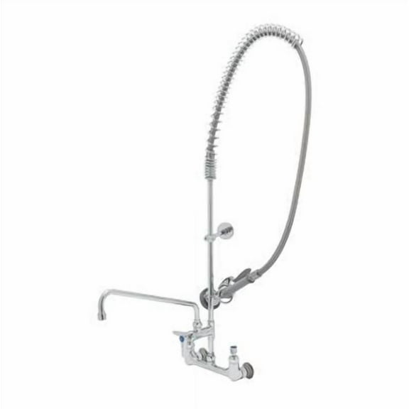 T&S Brass - EasyInstall Pre-Rinse: Spring Action, 8'' Wall Mount, Add-On Fct w/ 14'' Nozzle, Ceramas