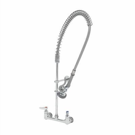 T&S Brass - EasyInstall Pre-Rinse, Spring Action, Wall Mount, 8'' C/C, 1/2'' NPT Male Inlets, Wall Brkt