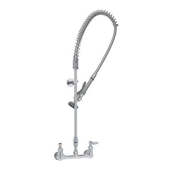 T&S Brass - EasyInstall PRU: 8'' Wall Mount, Vacuum Breaker, 44'' Flex Hose & B-0107 Spray Valve, & Wall Bracket