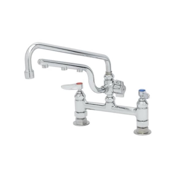 T And S Brass B-0221-U12 Ultrarinse Double Handle 8" Deck Mounted Food Service Faucet -