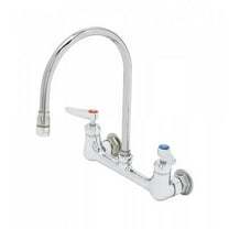 T&S Brass - 8'' Wall Mount Faucet, 1/2''NPT Female Inlets, Ceramas, Lever Handles & 134X-AER Swivel Gooseneck w/ Aerator