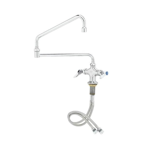 T And S Brass B-0268 Dual Pantry Faucet, Single Hole Base, Special 24" Double-Joint Swing