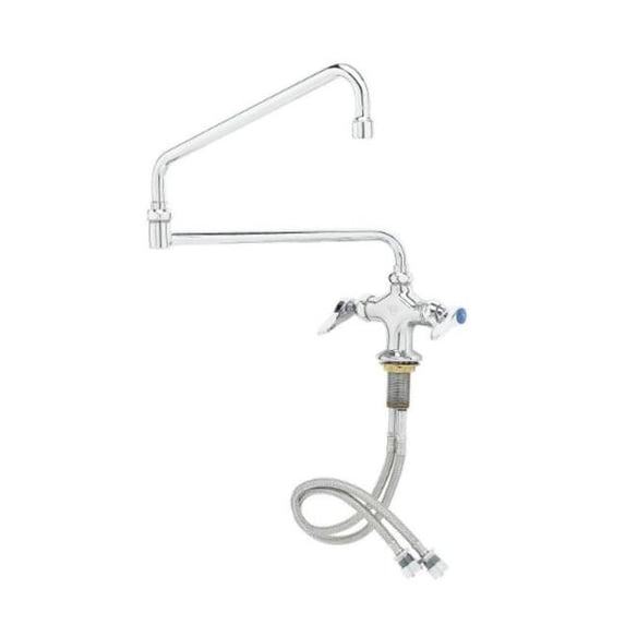 T And S Brass B-0268 Dual Pantry Faucet, Single Hole Base, Special 24" Double-Joint Swing