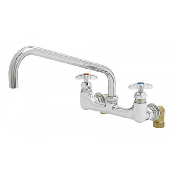 T&S Brass - Big-Flo Mixing Faucet, 8'' Wall Mount, 14'' Swing Nozzle, 00LL Inlet Elbows