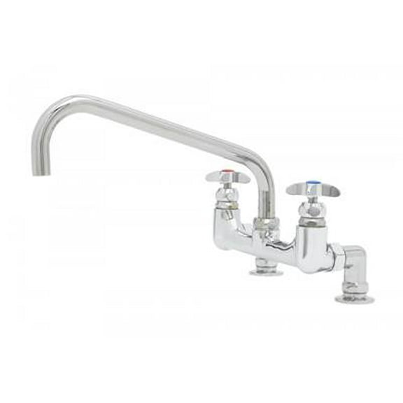 T&S Brass - Big-Flo Mixing Faucet, 8'' Deck Mount, 12'' Swing Nozzle, 00YY Inlets w/ Supply Nipples