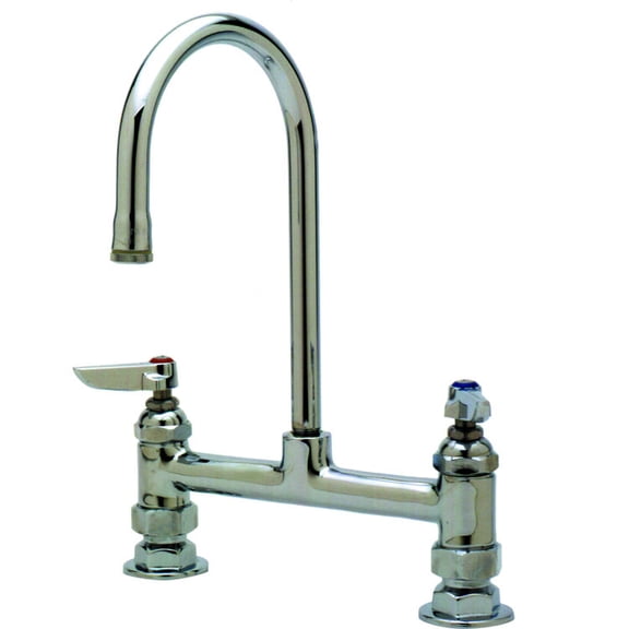 T&S Brass B-0320 Double Pantry Faucet with Rigid Gooseneck, Lever Handles