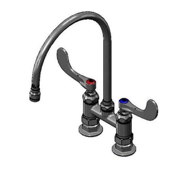T And S Brass B-0324-129X Double Handle 4" Deck Mounted Food Service Faucet - Chrome