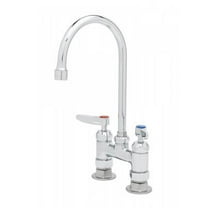 T&S Brass - 4'' c/c Double Pantry Faucet, Swivel Gooseneck, Lever Handles, 00AA Inlets & Ceramas
