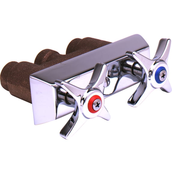 T&S Brass - Concealed Mixing Faucet, Wall Mount, 3/8'' NPT Inlets & Outlet, 4-Arm Handles