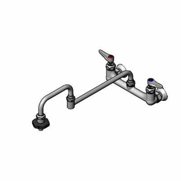 T&S Brass - Pot Filler, 8'' Wall Mount, 18'' Double Joint Nozzle, Insulated On-Off Control, 00EE Flanges