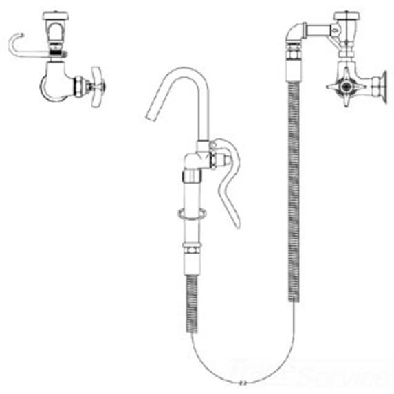 T&S Brass B-0605-H Pot Filler, Vacuum Breaker, Stainless Steel Hose, Red Index