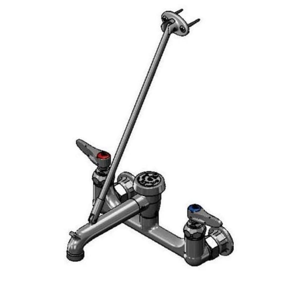 T And S Brass B-0665 Service Sink Faucet, Wall Mount, 8" Centers, Vacuum Breaker, Garden